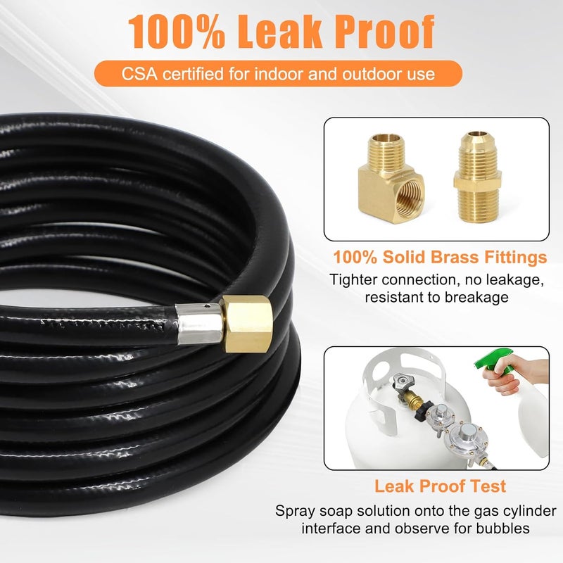 Criditpid F273684 12FT Propane Hose with Regulator for Mr Heater Buddy Heaters, Propane Tank Hose Adapter 20lb to 100lb for Mr. Heater, RV, Gill, Gas Stove, Gas Generator, POL Fitting & 3/8" Propane Adapter - Image 4